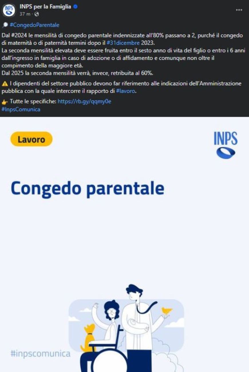 INPS, l'annuncio sul congedo parentale