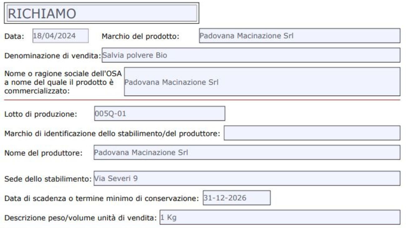 Spezie per alimenti, il richiamo del Ministero