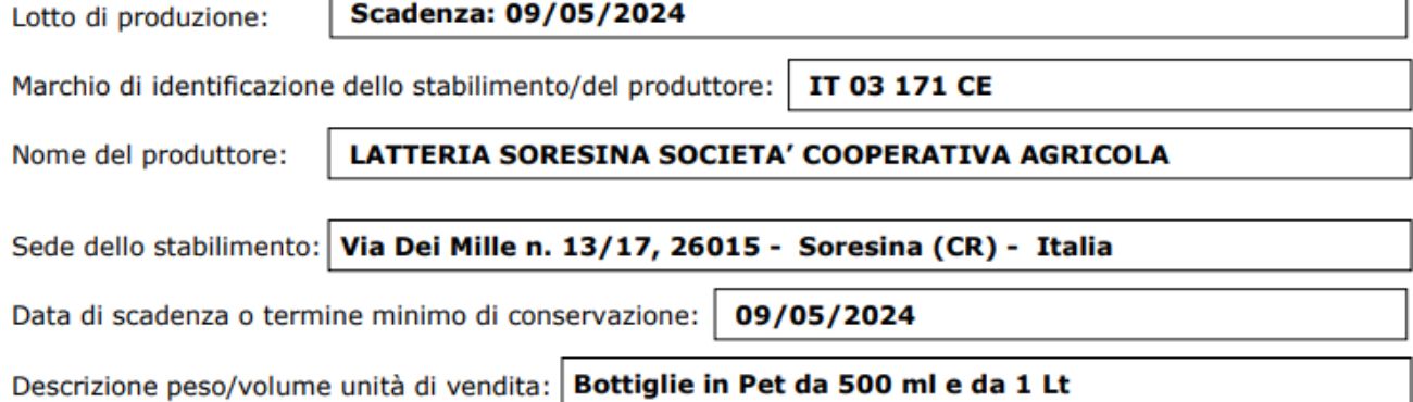 Latte, il comunicato di richiamo del Ministero della Salute