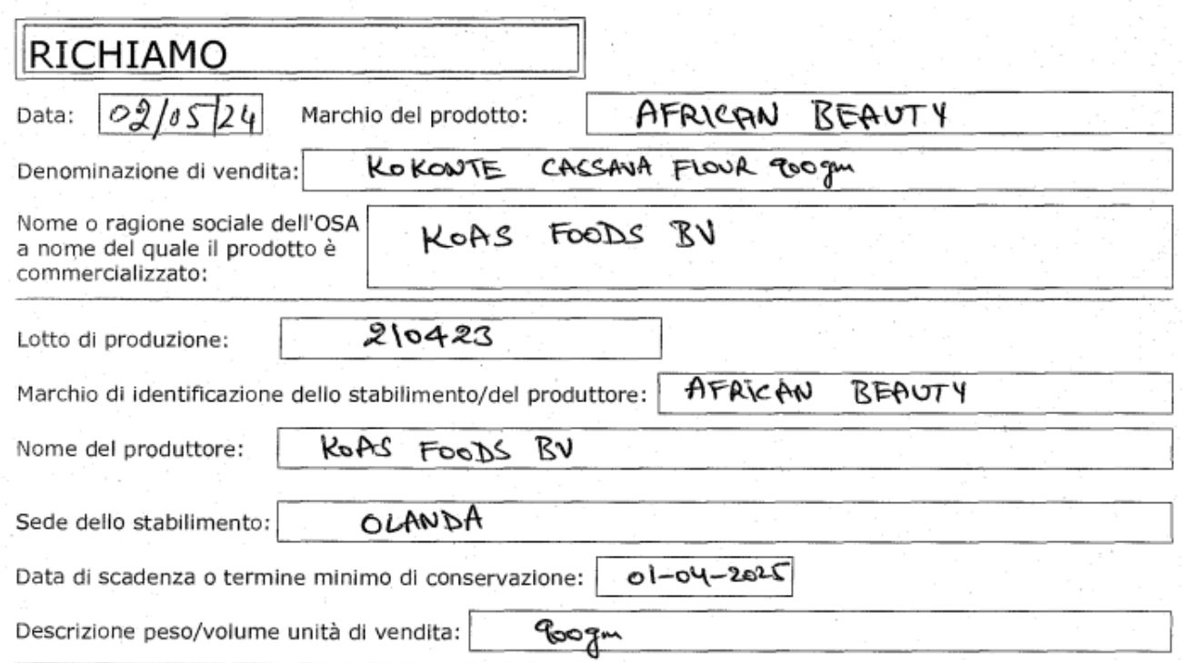 Richiamo alimentare, scatta il ritiro dal commercio di un lotto di farina