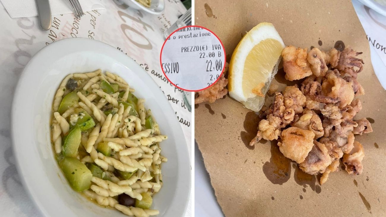 Lo scontrino della trattoria in Liguria pubblicato dalla cliente