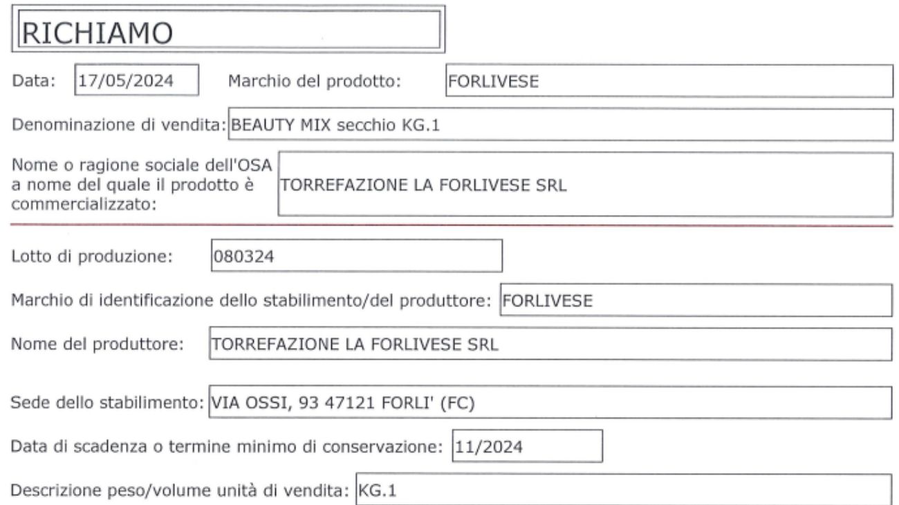 Noci e altra frutta secca, il comunicato di richiamo del Ministero della Salute