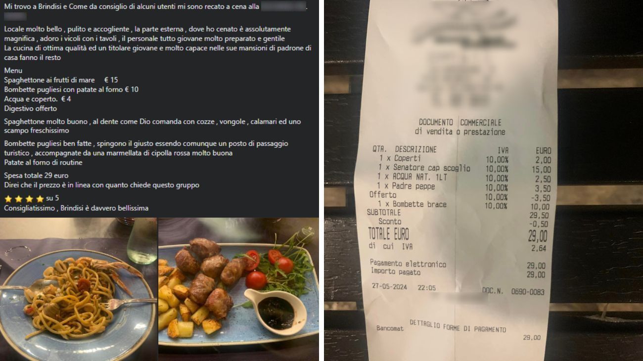 Puglia, lo scontrino della cena tra i vicoli a Brindisi