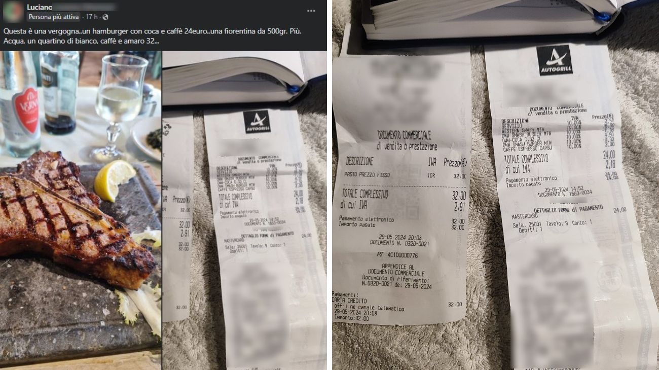 Autogrill, lo scontrino che ha lasciato il cliente senza parole