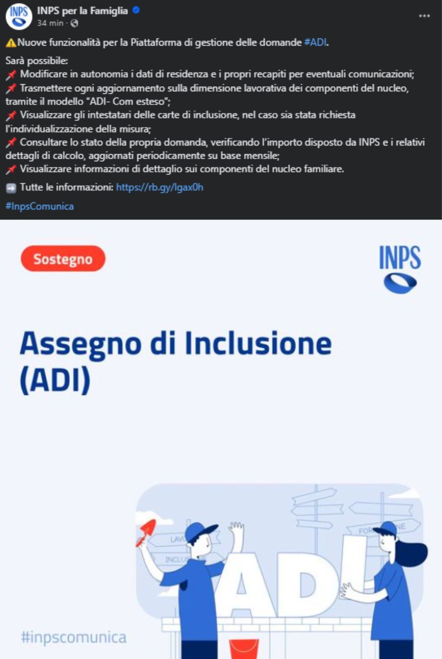 INPS, annuncio sulle nuove funzionalità per l'Assegno di Inclusione