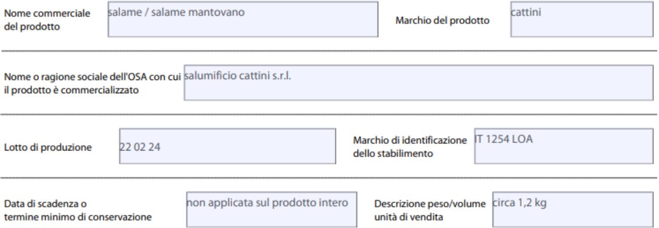 Salame, il comunicato di richiamo del Ministero della Salute