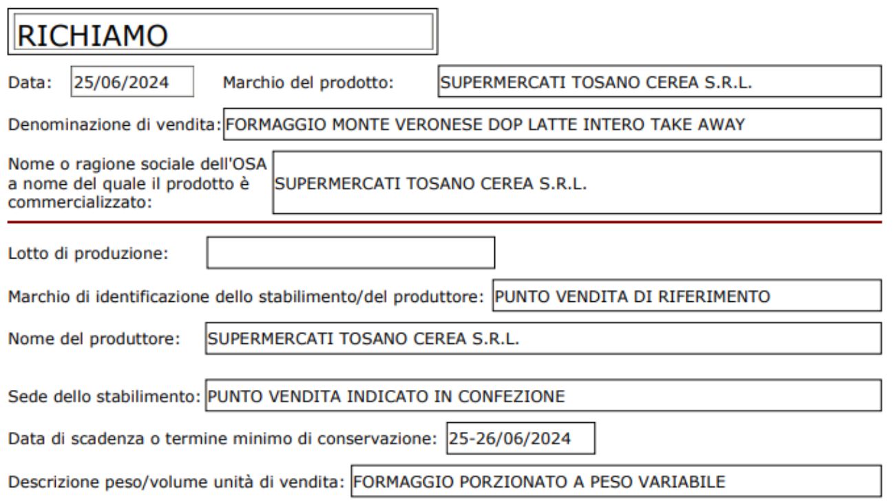 Formaggio richiamato dal commercio: il comunicato del Ministero della Salute