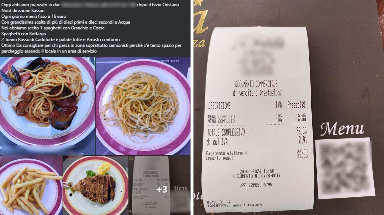 Sardegna, il post con lo scontrino del pranzo