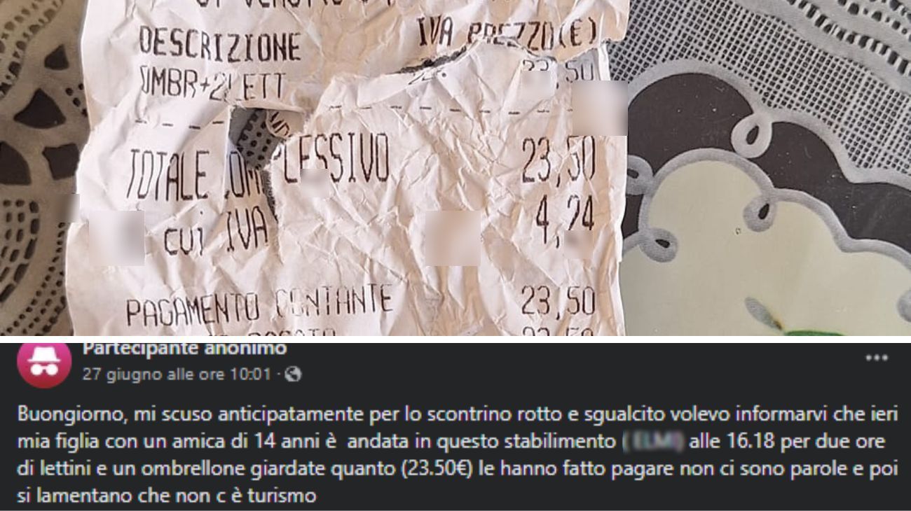 Ostia, polemiche per lo scontrino dello stabilimento balneare