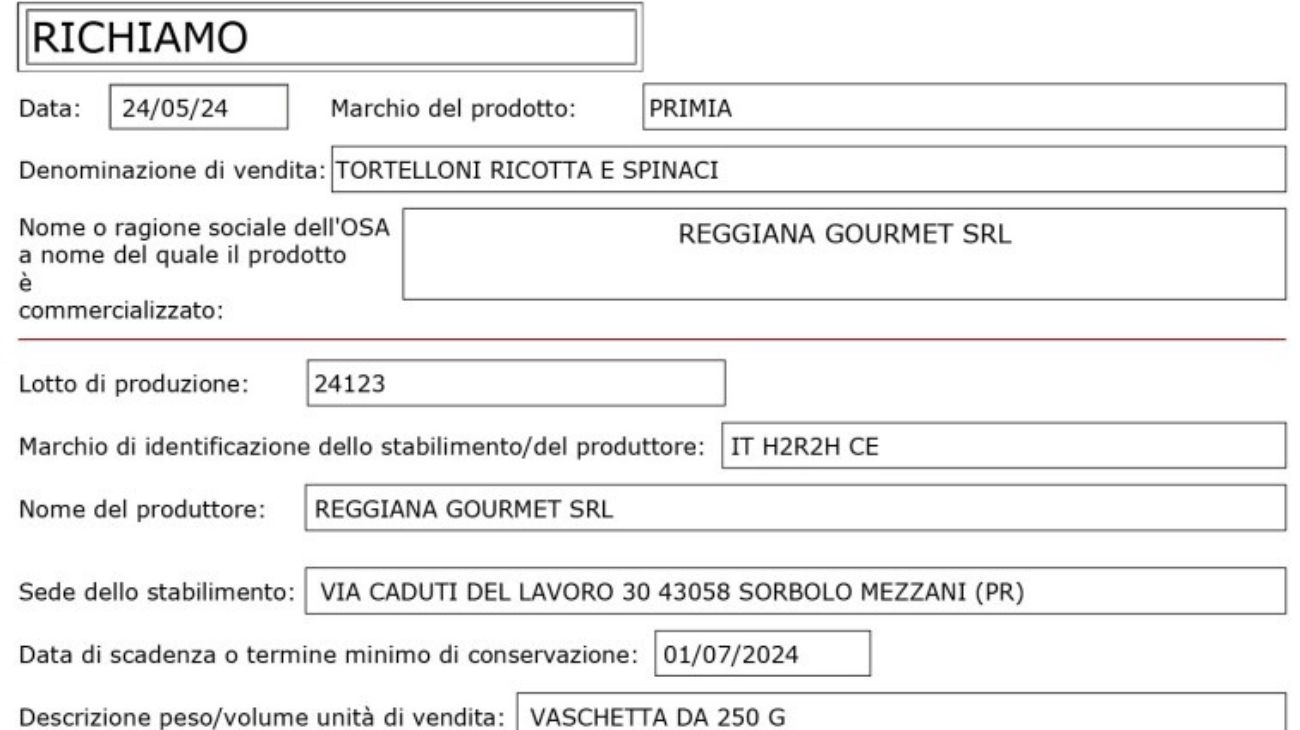 Pasta, il comunicato ufficiale riguardante il ritiro diffuso dall'operatore