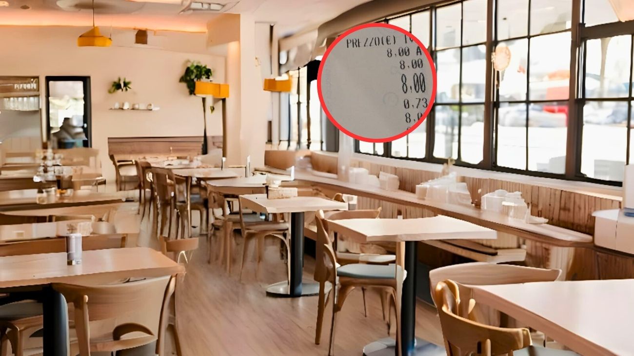 Sicilia, cliente mostra uno scontrino di un pranzo in un ristorante da 8 euro