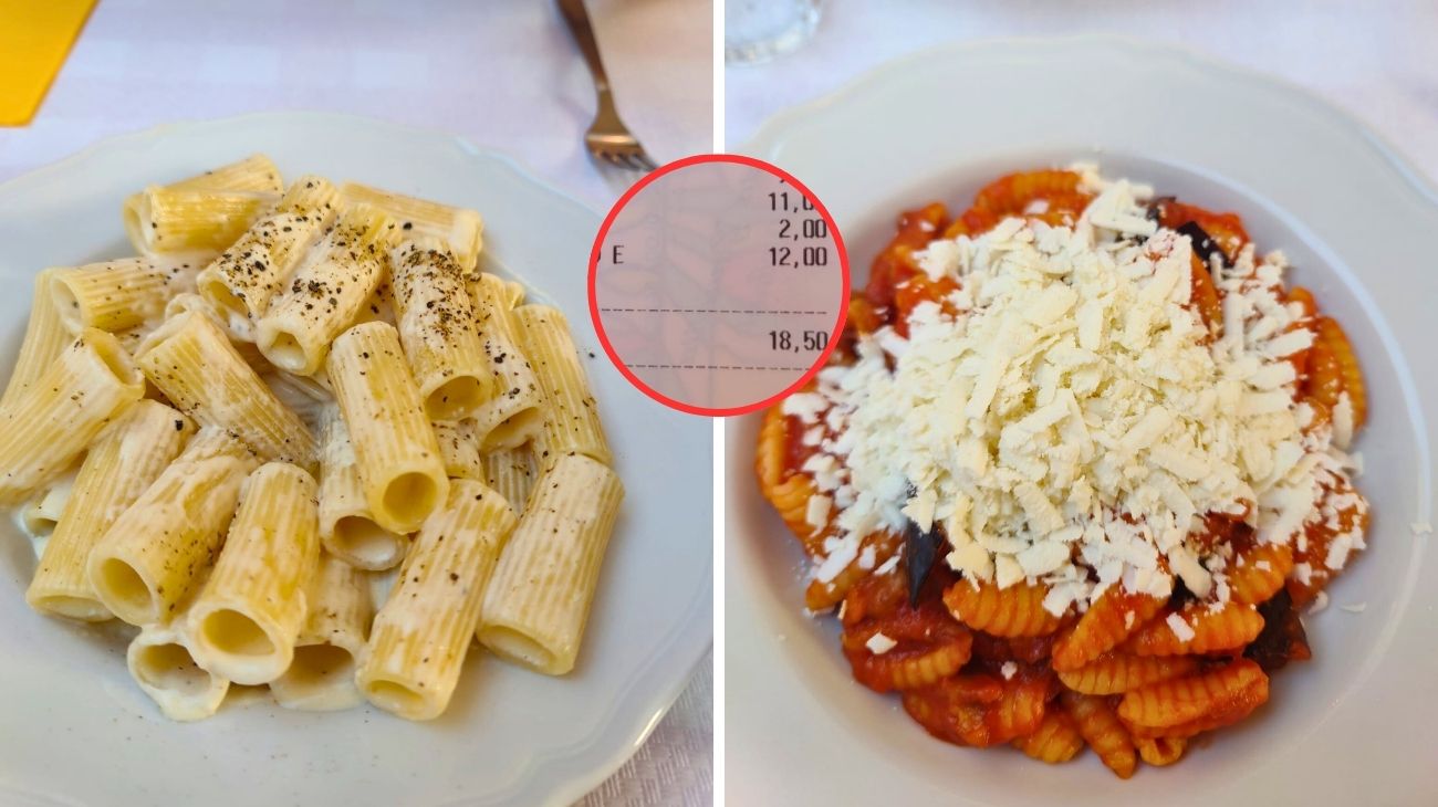 Sicilia, cliente mostra lo scontrino della cena in trattoria
