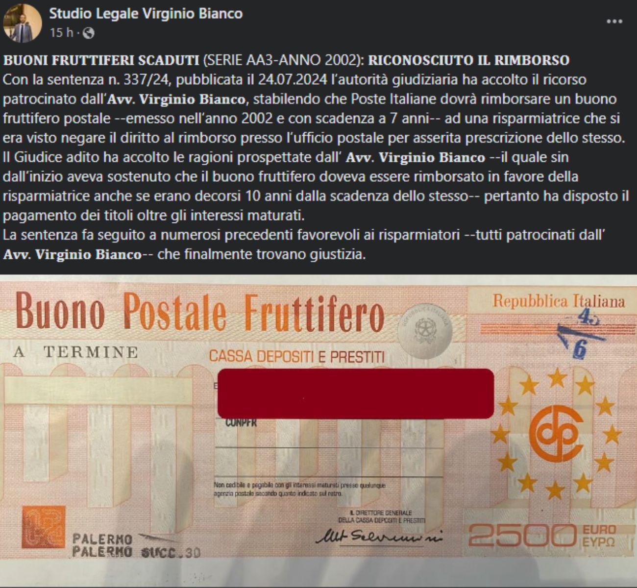 Buoni fruttiferi postali, la vicenda della risparmiatrice e il rimborso nonostante la prescrizione