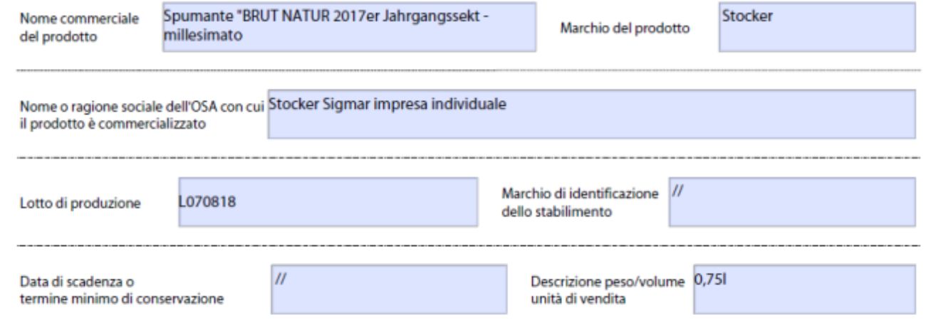 Ministero della Salute, ritirato lotto di bottiglie di spumante