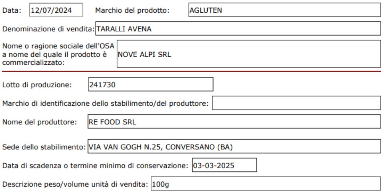 Ministero della Salute, ritirato dal commercio un lotto di taralli