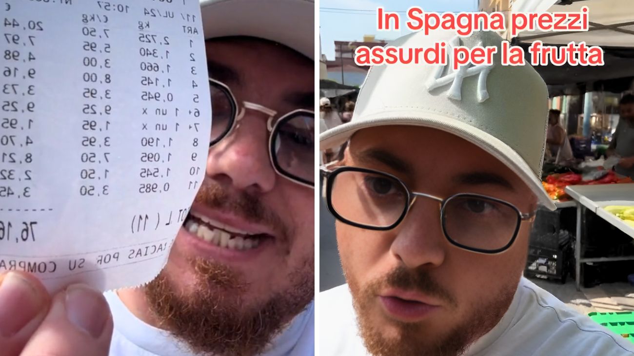 Spagna, lo scontrino della spesa di frutta e verdura in un mercato di Valencia