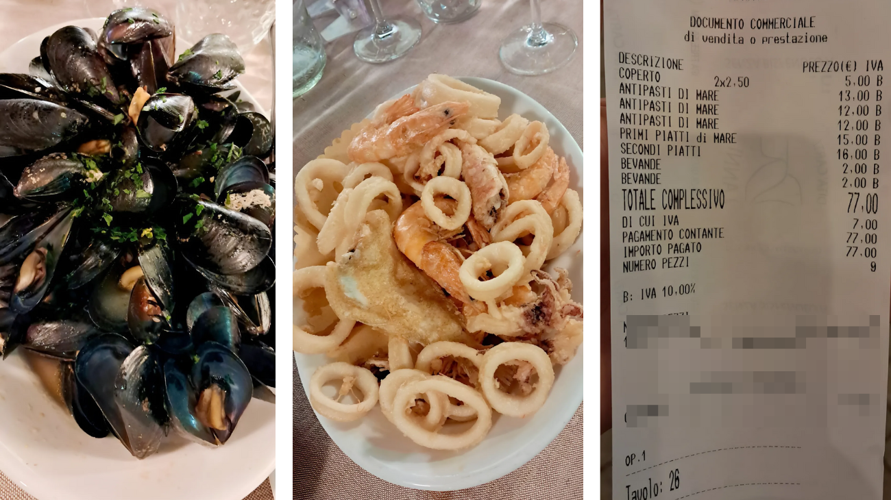 cena pesce puglia scontrino