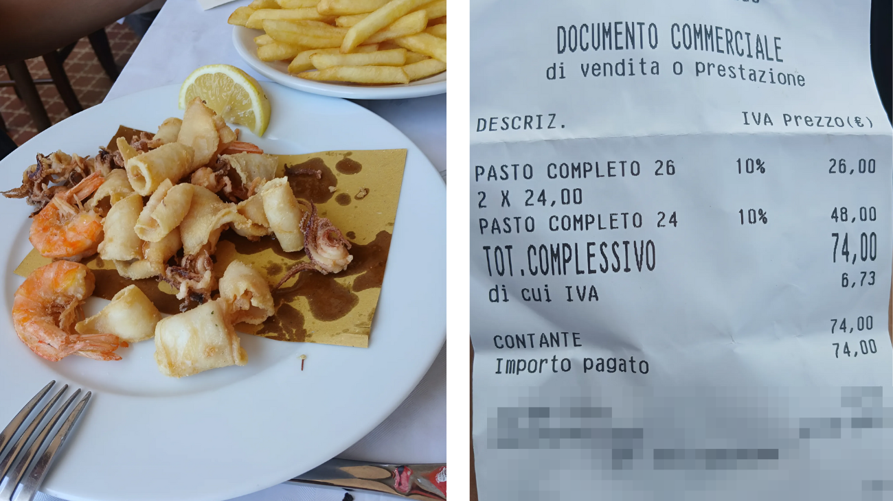 cena pesce scontrino