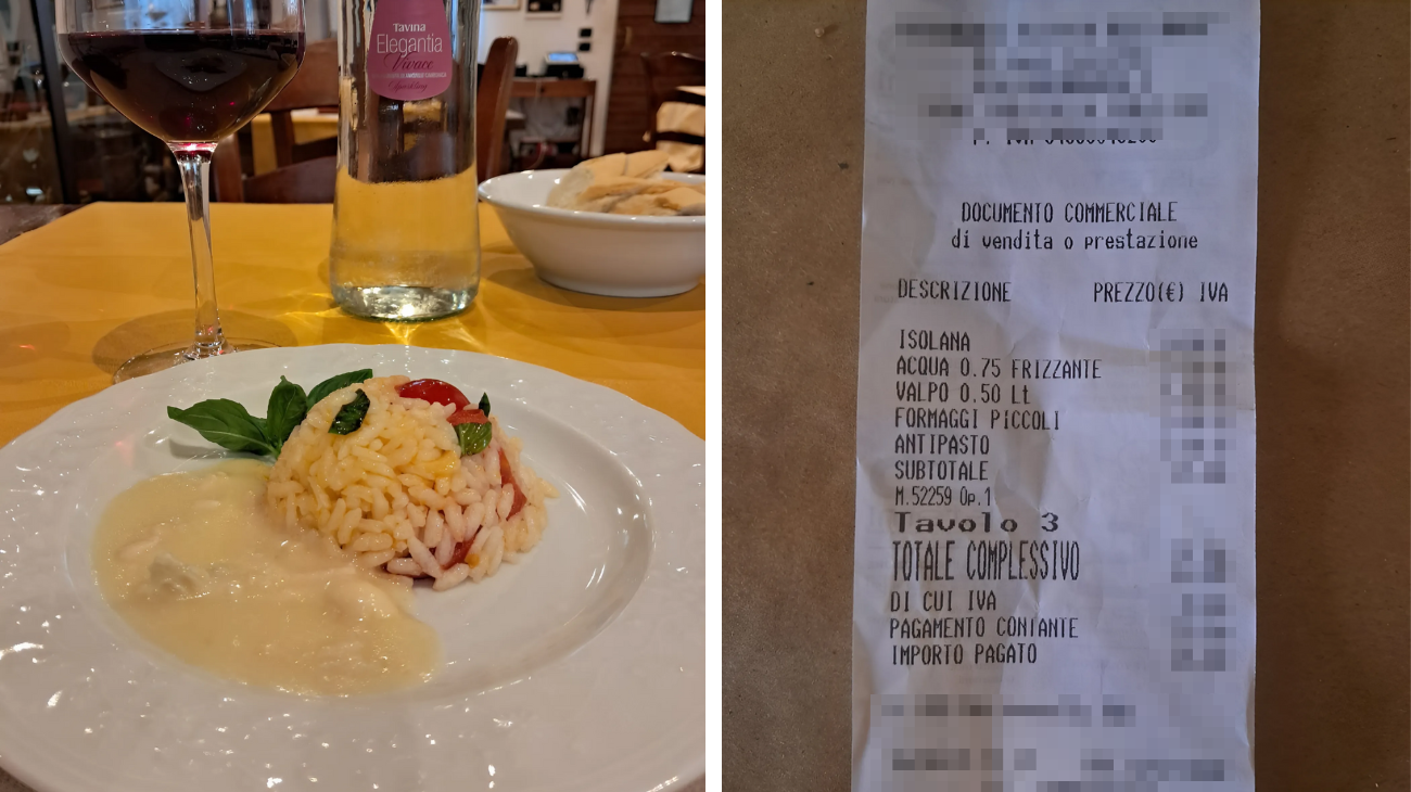 scontrino sorpresa pranzo