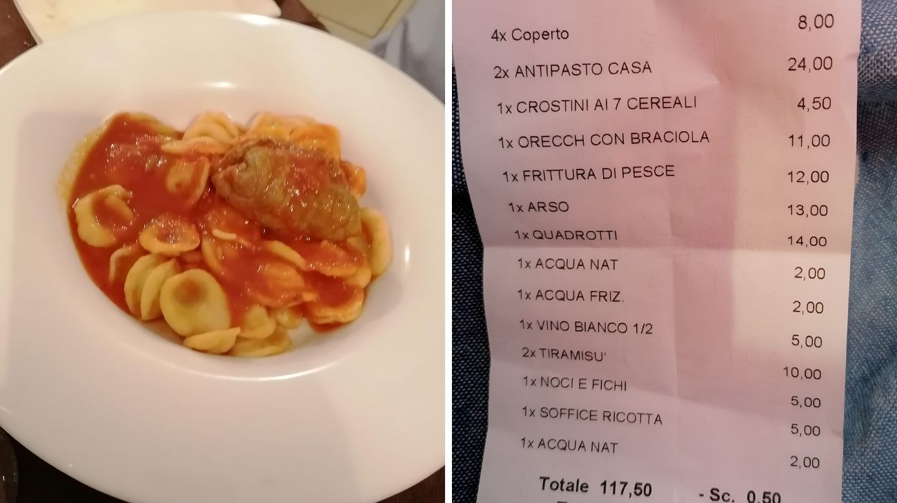 Puglia scontrino carne pesce