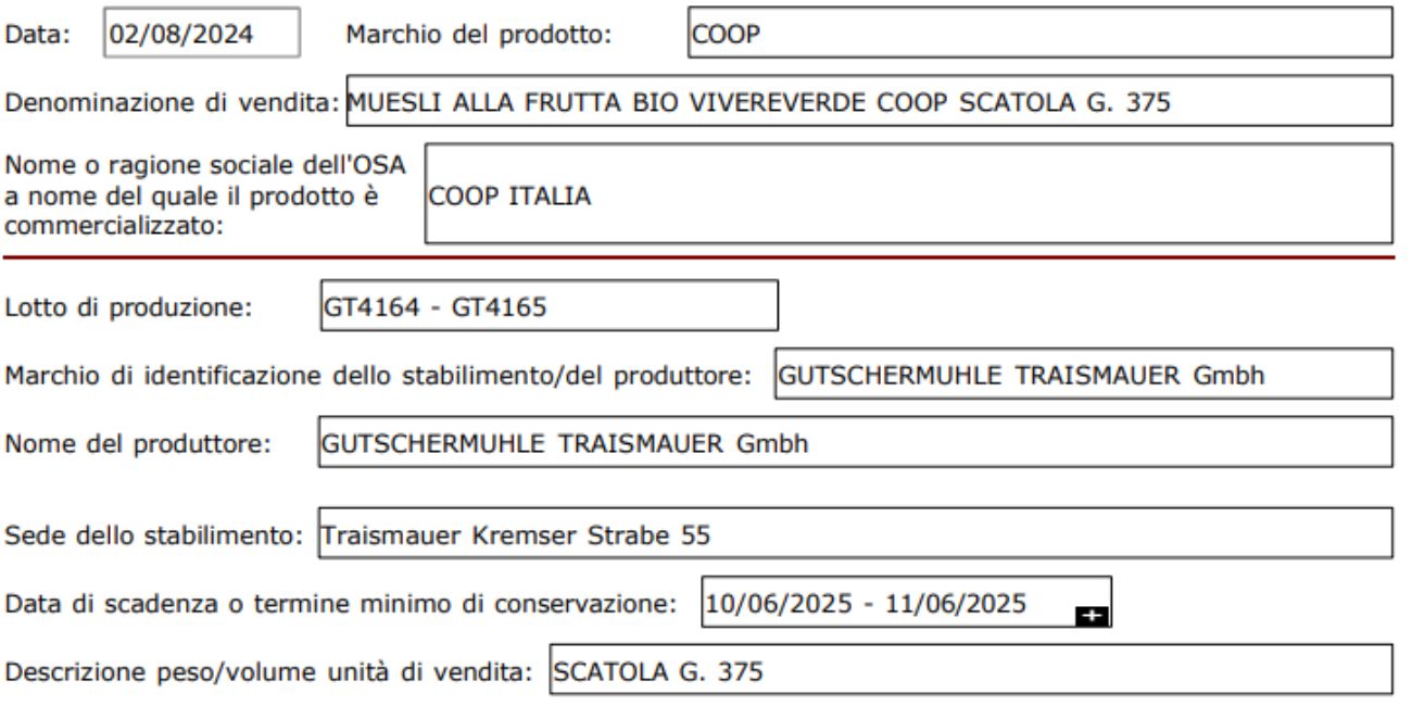 Cereali, lotti ritirati dal commercio
