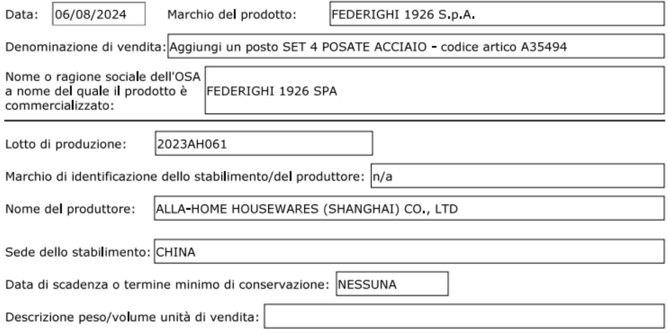 Posate ritirate dal commercio: il comunicato del Ministero della Salute