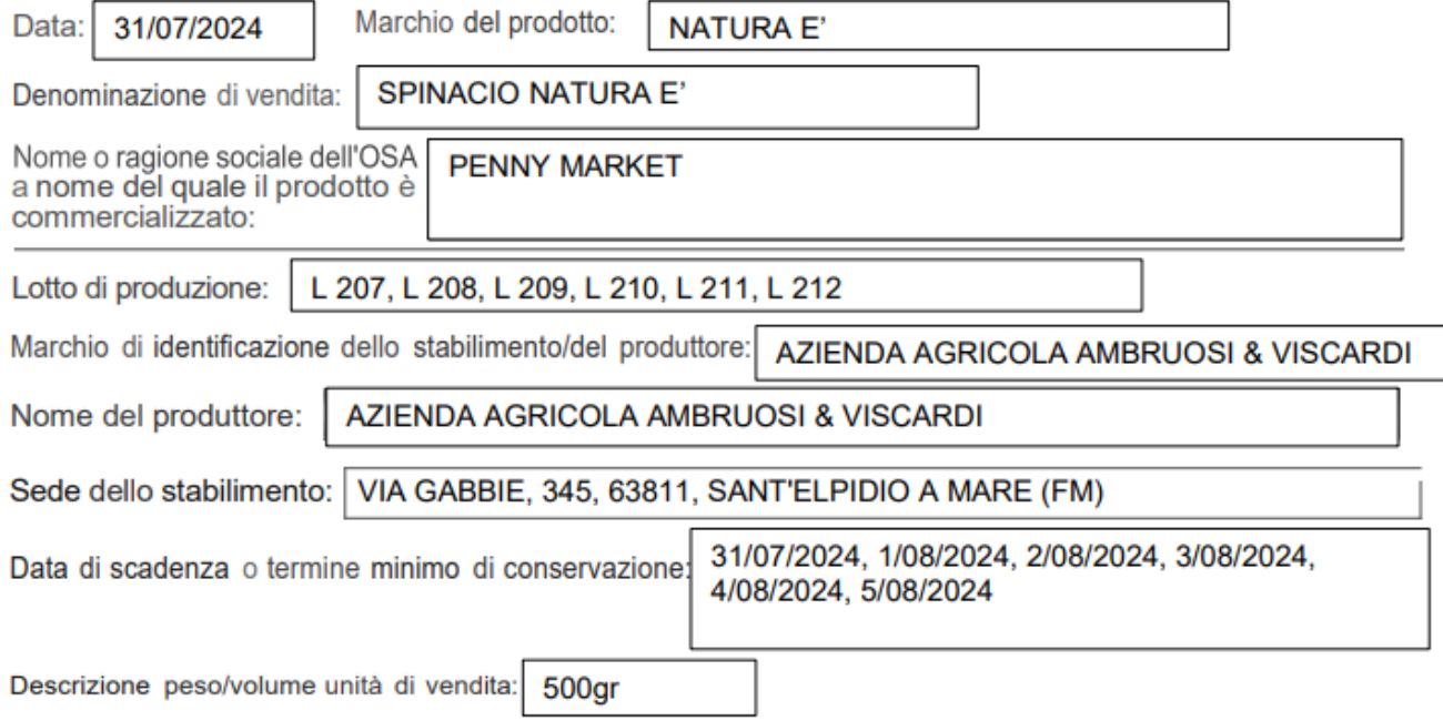 Spinaci, nuovi richiami dopo quelli dei giorni scorsi