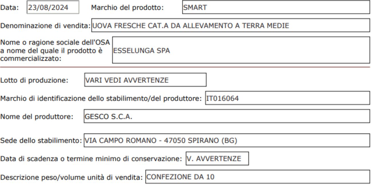 Uova richiamate dal commercio: il comunicato ufficiale