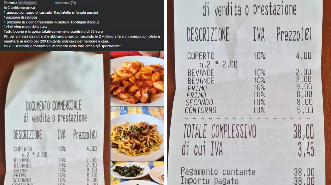 Lo scontrino del pranzo nella trattoria nel Lazio
