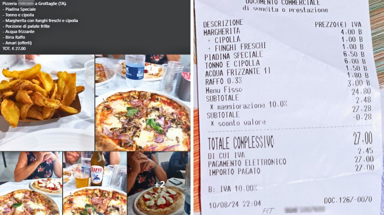 Puglia, il post pubblicato dal cliente dopo la cena in pizzeria