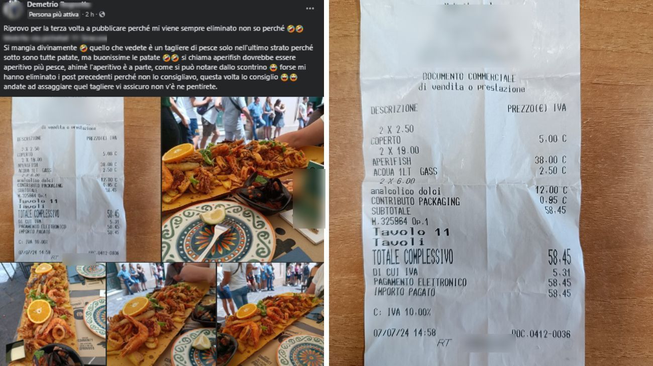 Sicilia, critiche per la foto dello scontrino dell'aperitivo