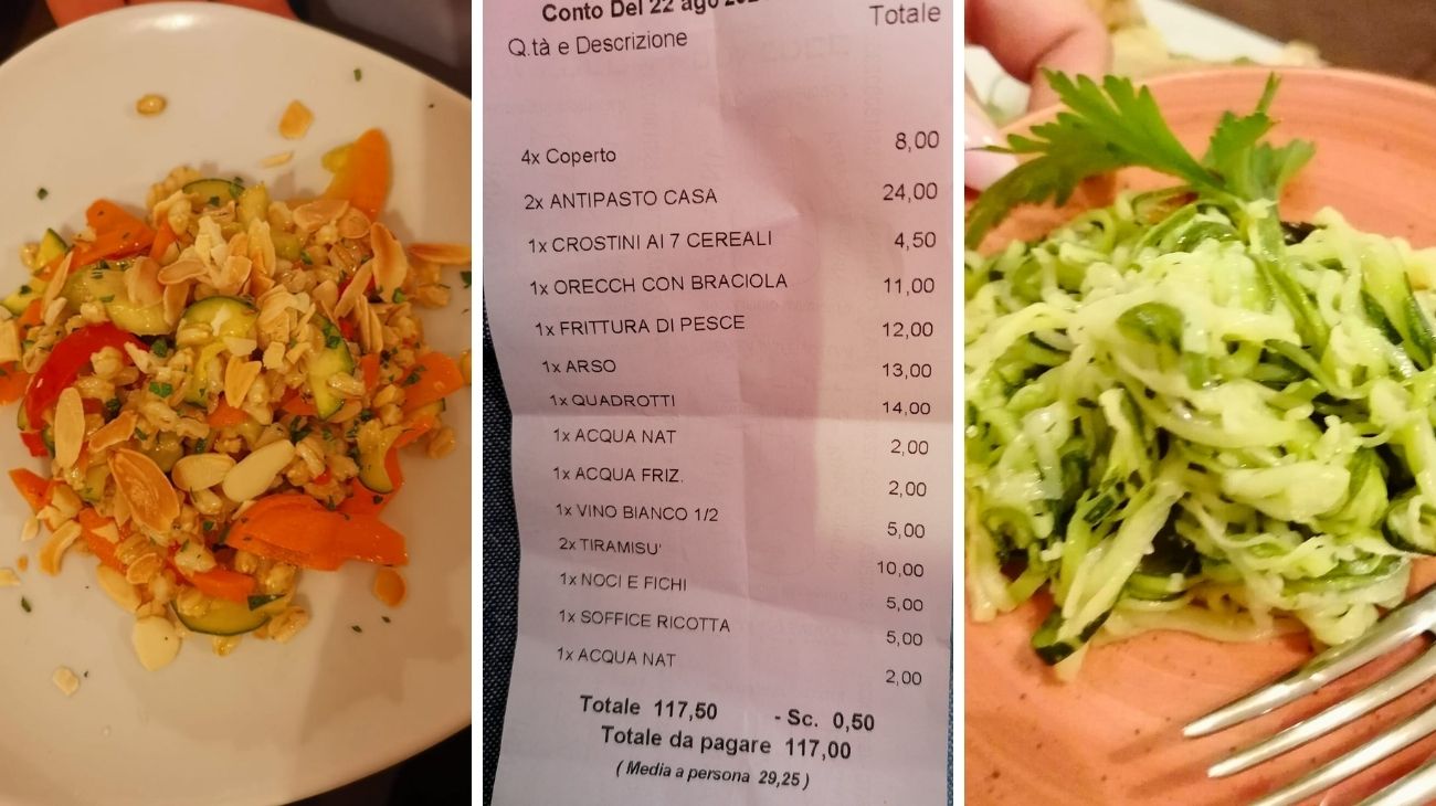 Puglia scontrino carne pesce