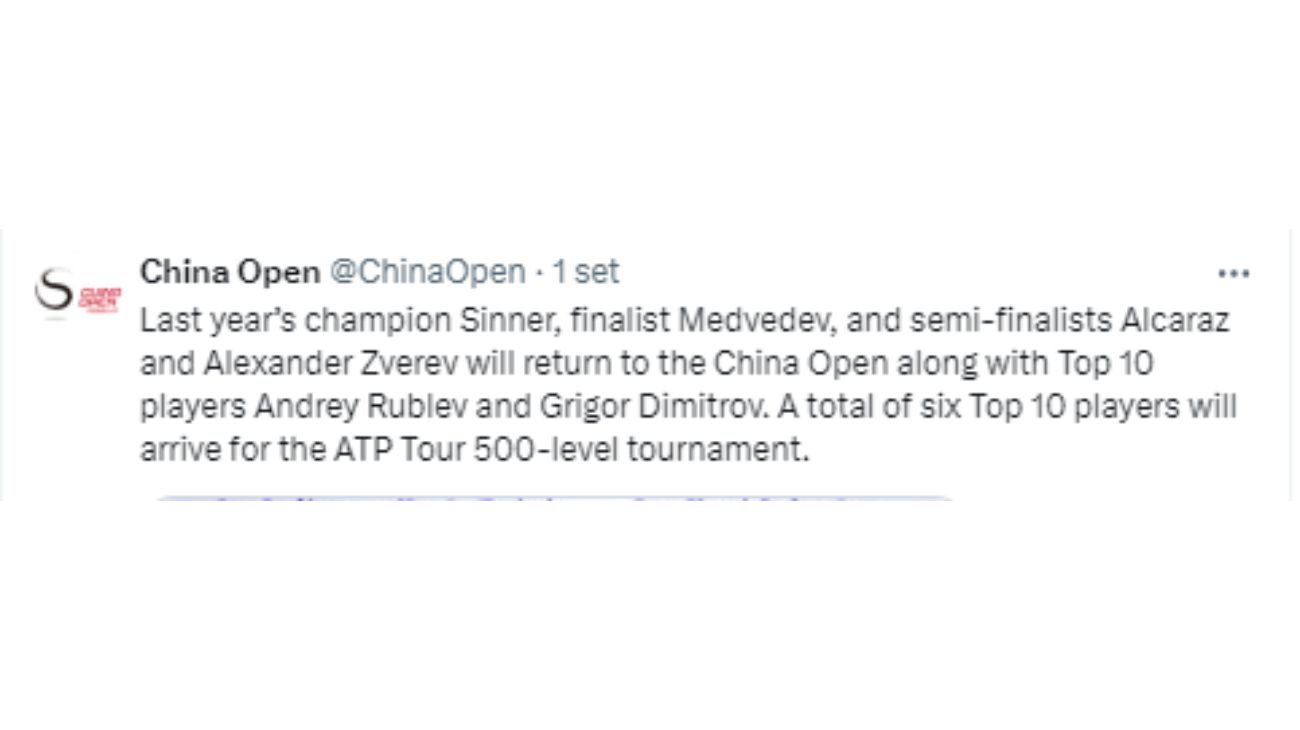 China Open Jannik Sinner