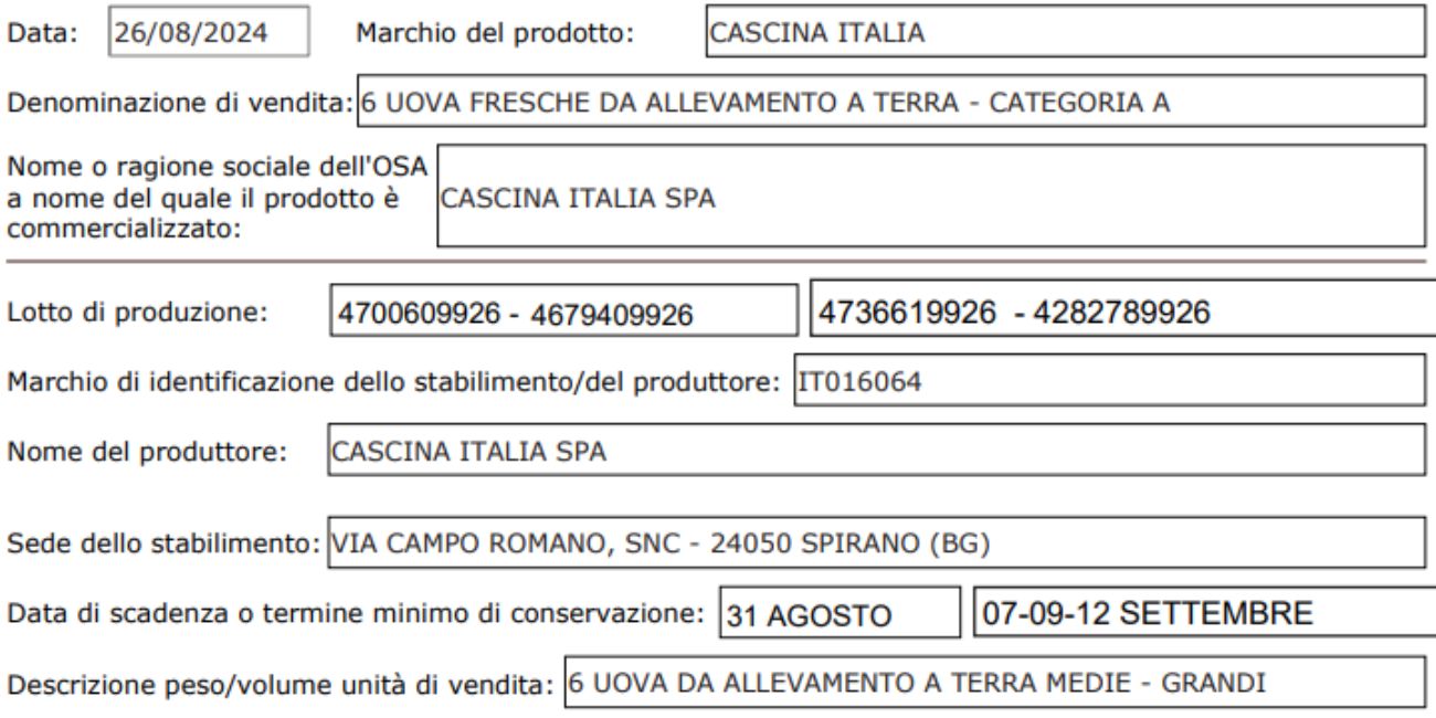 Ministero della Salute, nuovo richiamo riguardante i lotti di uova