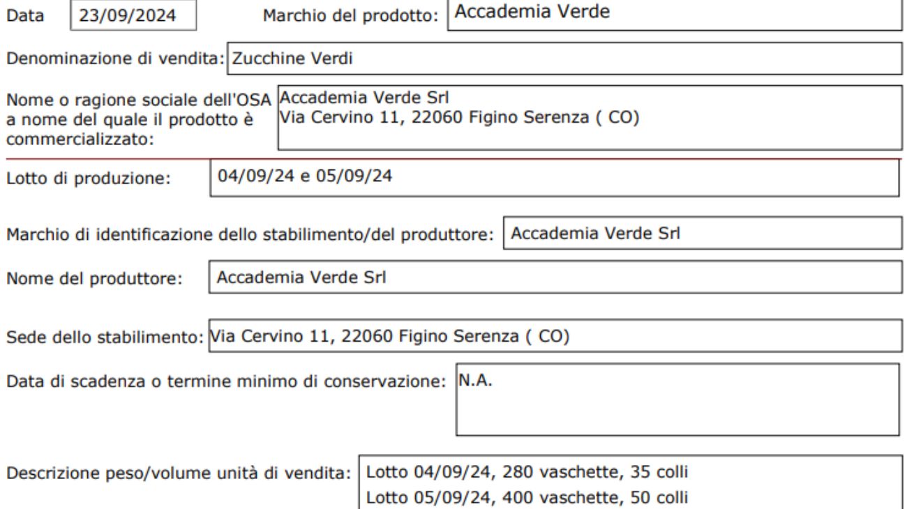 Zucchine ritirate dal commercio: il comunicato diffuso nelle scorse ore