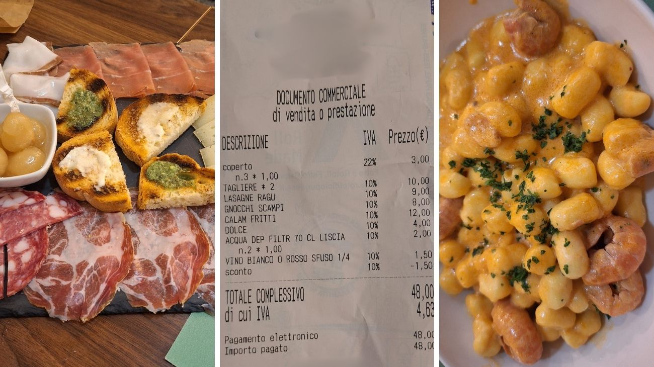 Cena osteria toscana scontrino