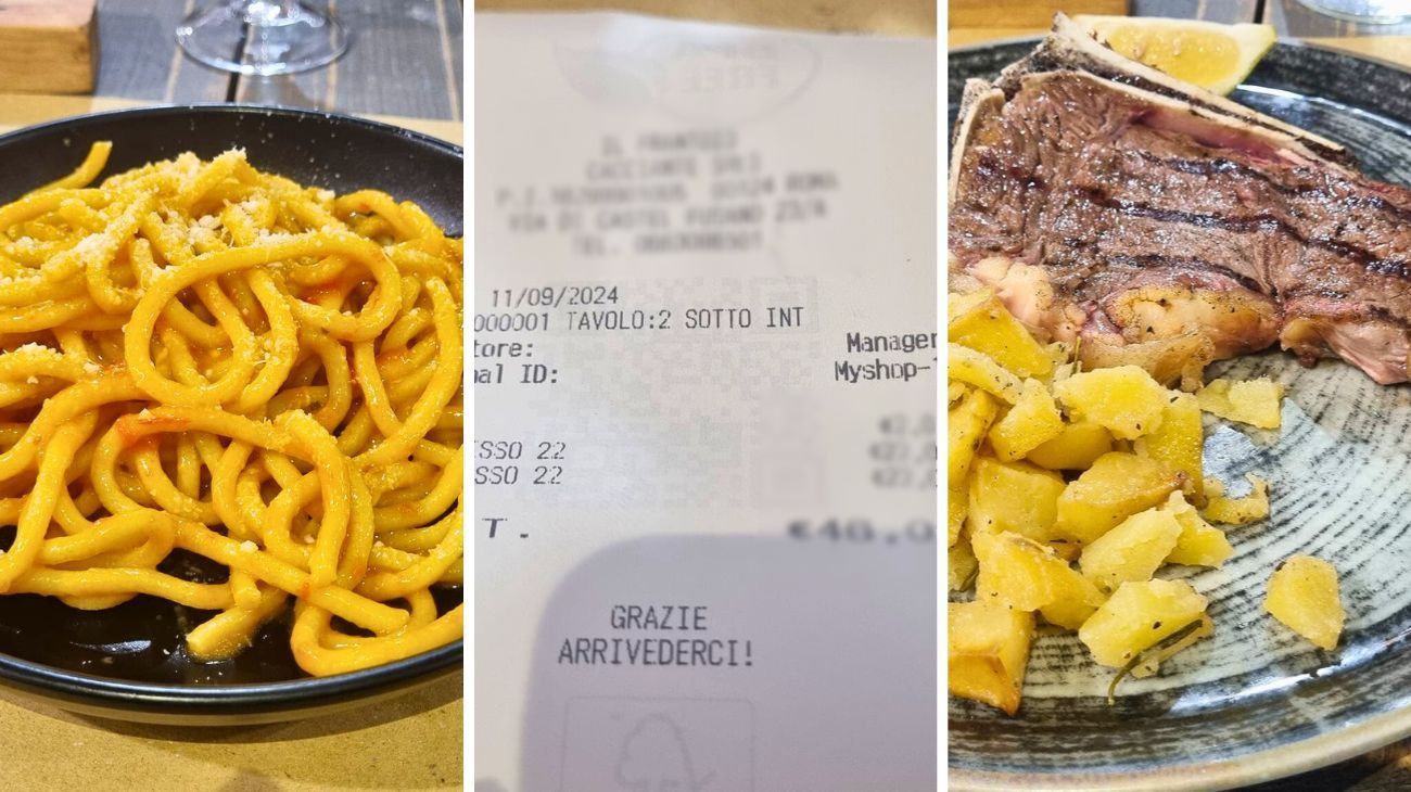 Lazio, cliente mostra lo scontrino dopo il pranzo al ristorante