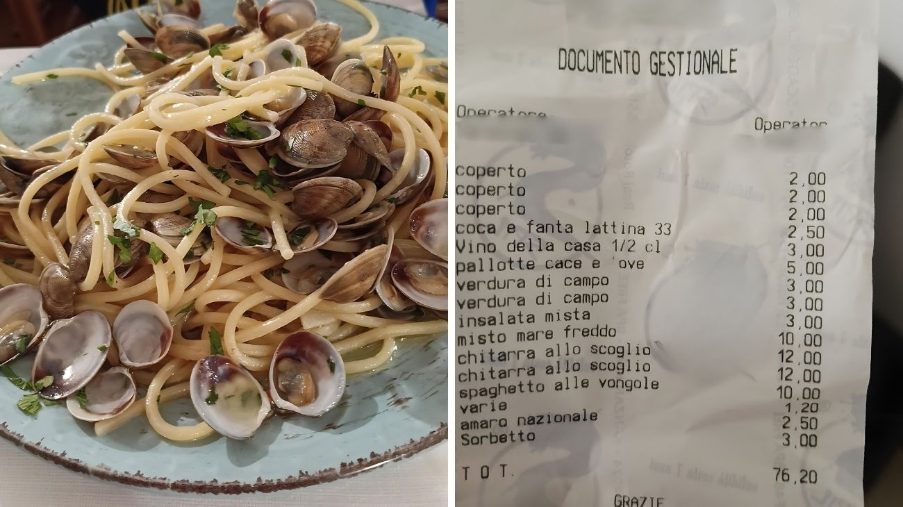 Abruzzo scontrino cena