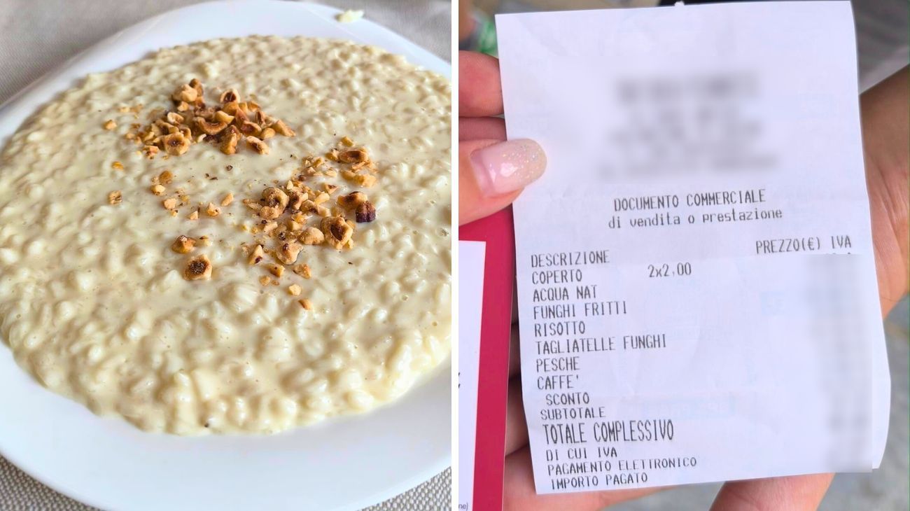 Lo scontrino della trattoria in Piemonte: apprezzamenti per il cibo e per il prezzo