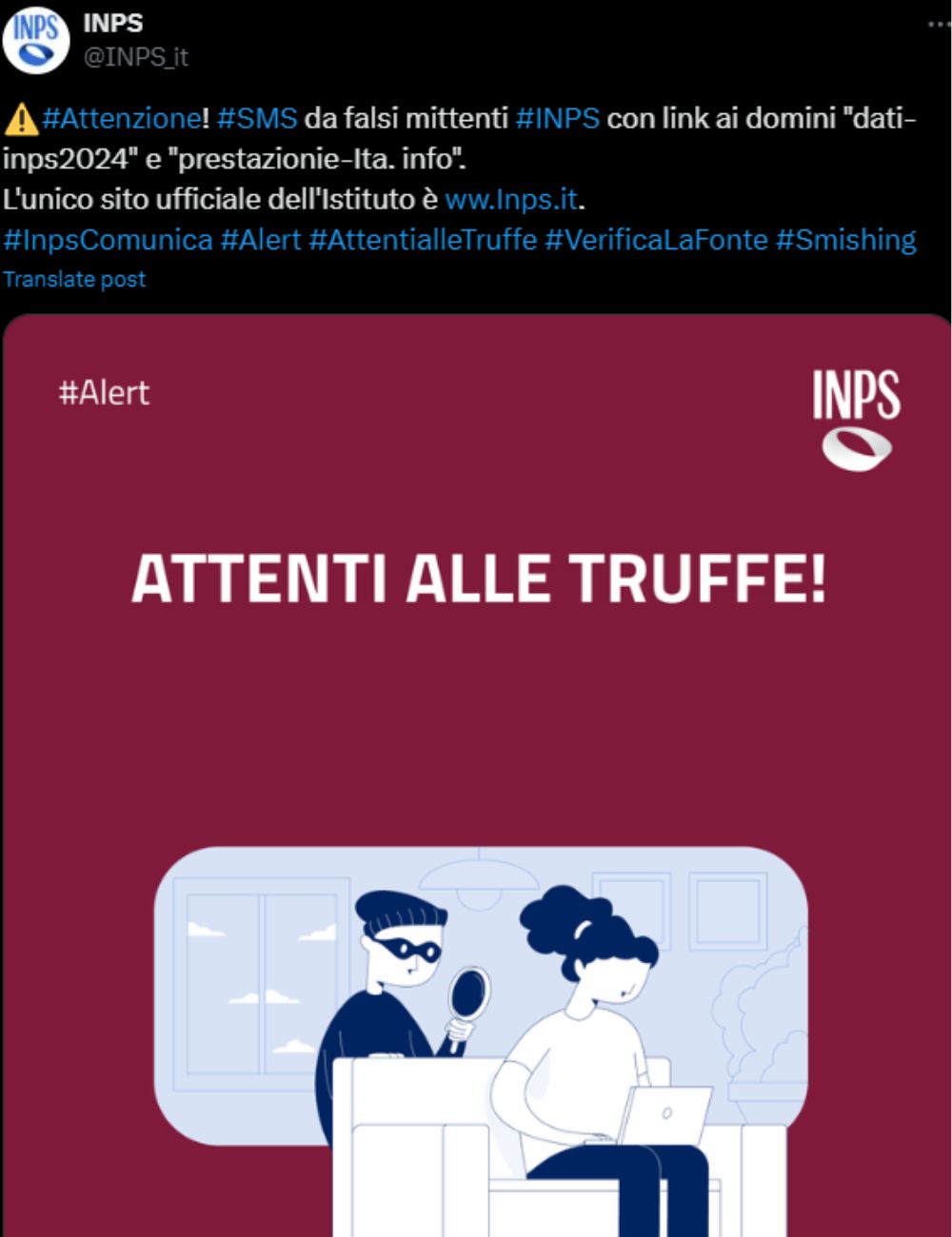 L'INPS mette in guarda gli utenti sulla nuova truffa in circolazione