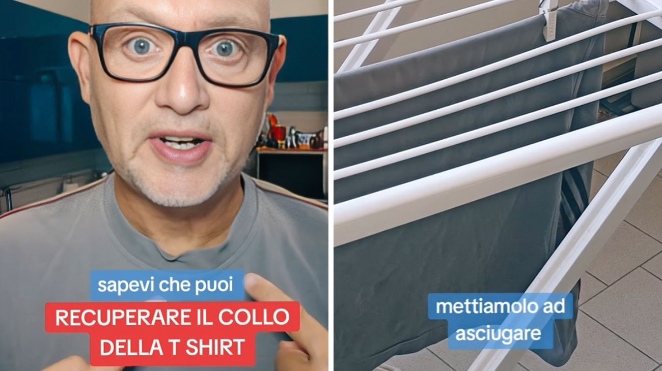 T-shirt, in questo modo è possibile recuperare il collo slabbrato