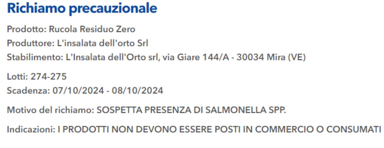 Verdure, catena di supermercato diffonde l'avviso di richiamo
