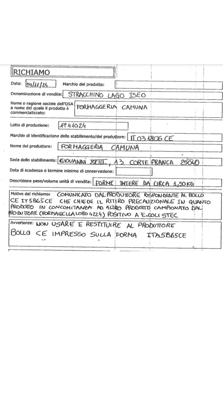 Formaggio allarme Escherichia Coli