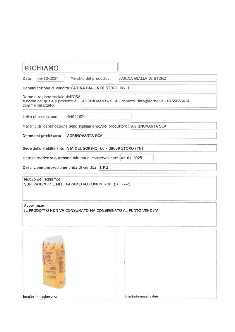 Farina lotto ritirato