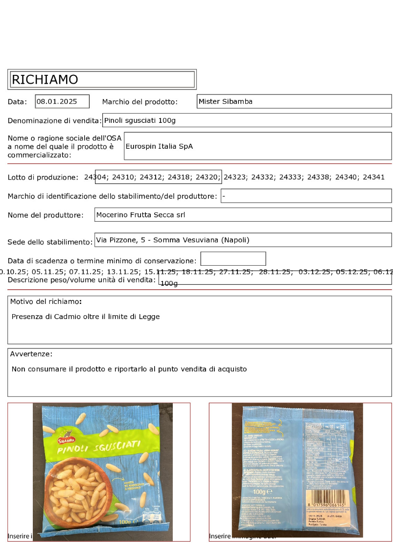 Ministero Frutta secca