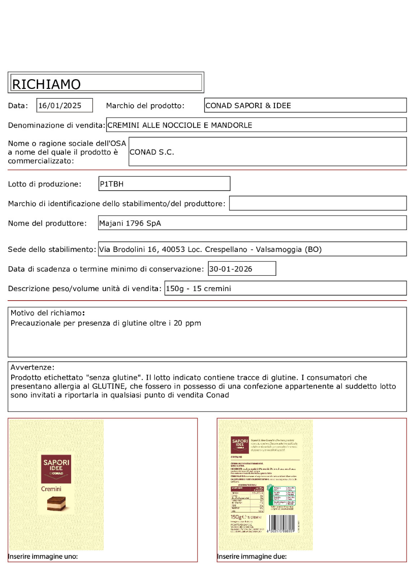 Conad prodotti ritirati