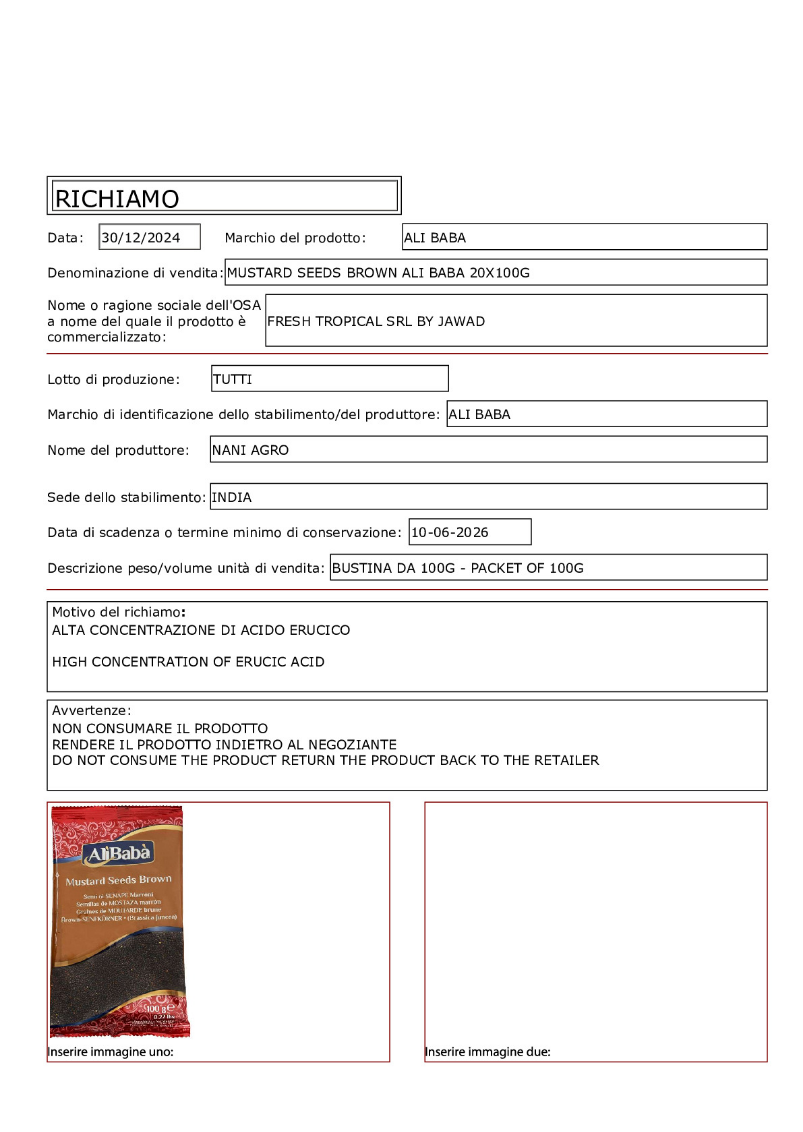 Condimenti lotti ritirati