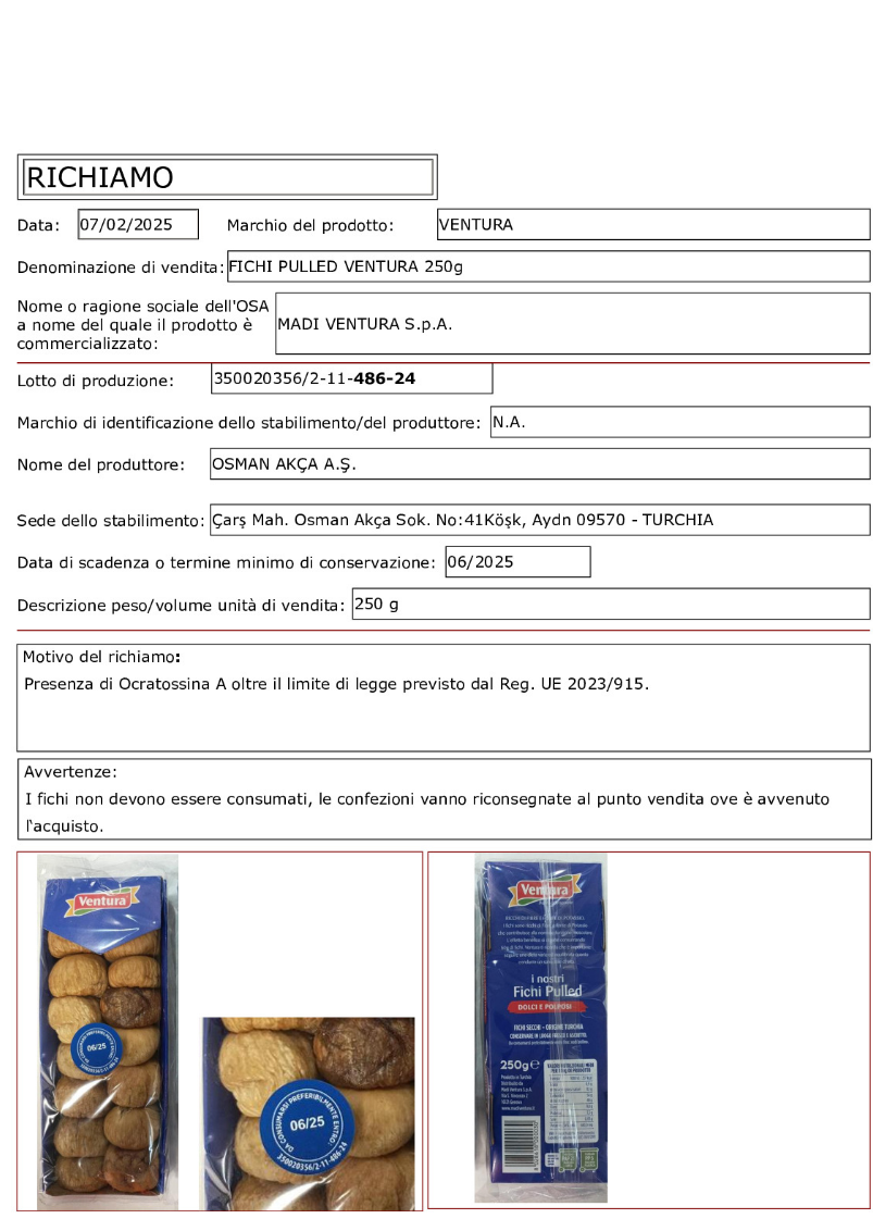 Frutta lotto ritirato